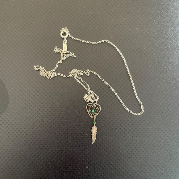 Handwoven 925 Native American Dreamcatcher Feather Necklace - Picture 1 of 9